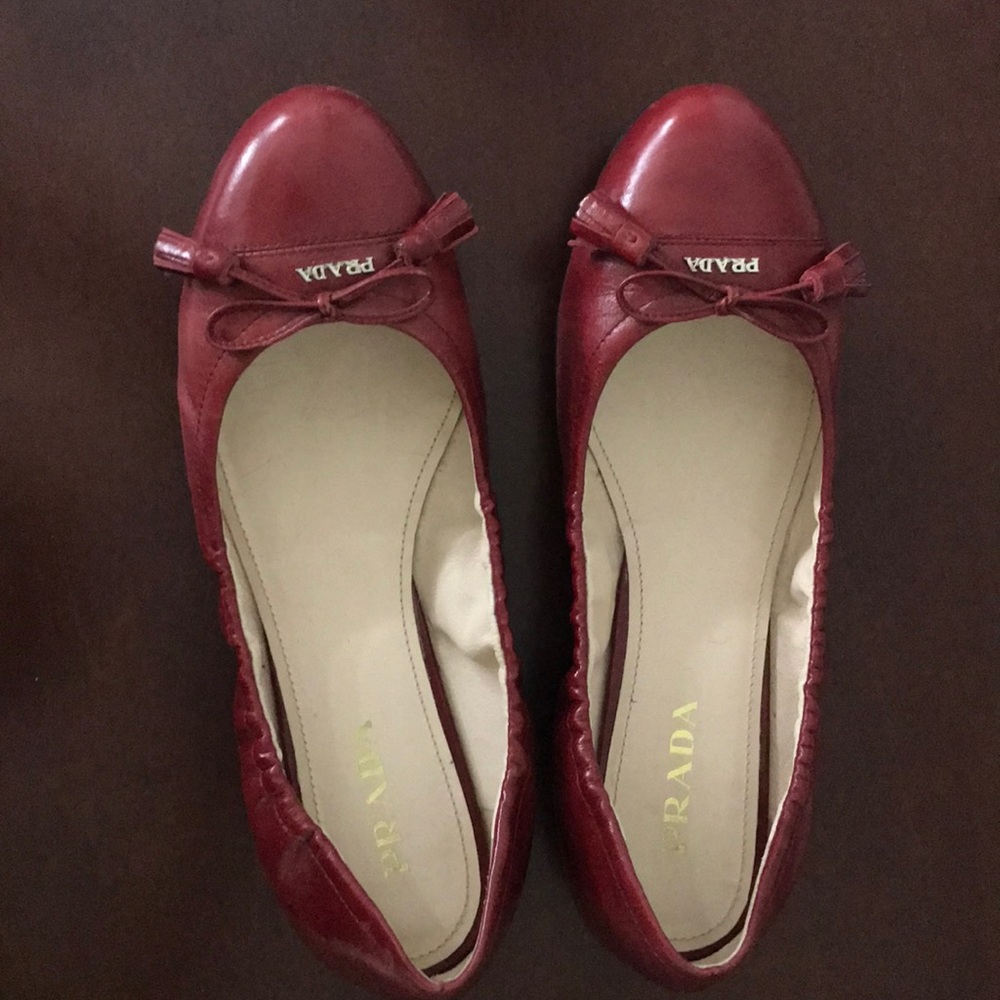 Prada red ballet flats